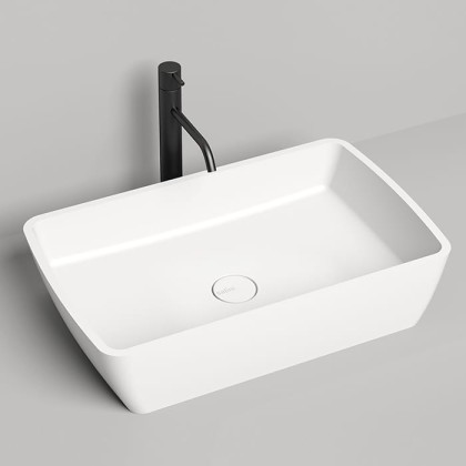 Salini Gloria Раковина накладная 65х40х14.5cм, без отв., без перелива, S-Stone, цвет: белый матовый