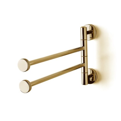 3SC Ribbon Полотенцедержатель двойной, поворотный, плечо 35см, цвет: золото 24к. Lucido