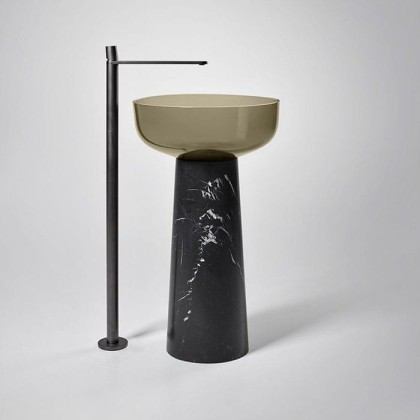 Antonio Lupi Albume Раковина 48х65 см, без отв., на пьедестале, Cristalmood, цвет: Nebbia/Nero Marquinia