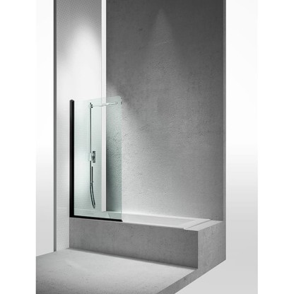 VismaraVetro Шторка на ванну LV, размер 80-82см, высота 150Нсм, SX(левая), стекло Transparent 04, профиль Matt Black 09, TPA