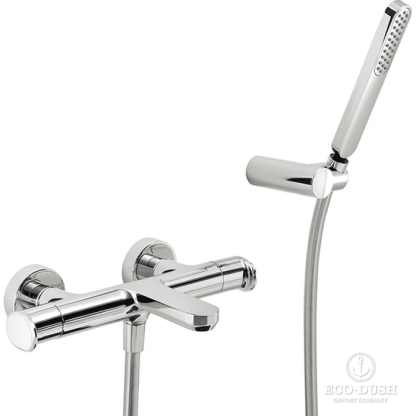 CISAL LineaViva Смеситель термостатический настенный для ванны/душа с ручной лейкой,держателем и шлангом, цвет: хром