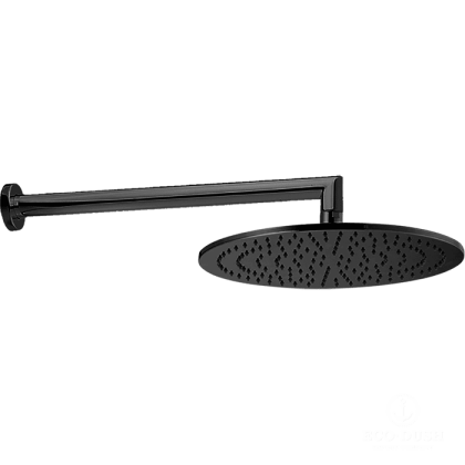 CISAL Shower Верхний душ D300 мм с настенным держателем L400 мм, цвет: черный матовый