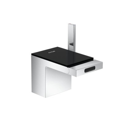 Axor MyEdition Смеситель для биде, на 1 отв., излив 145мм, с донным клапаном, цвет: хром/черное стекло