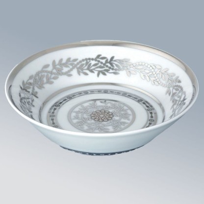 THG MARQUISE BLANC DECOR PLATINE Блюдо керамическое ?130 мм., настольное, декор платина, цвет: белый