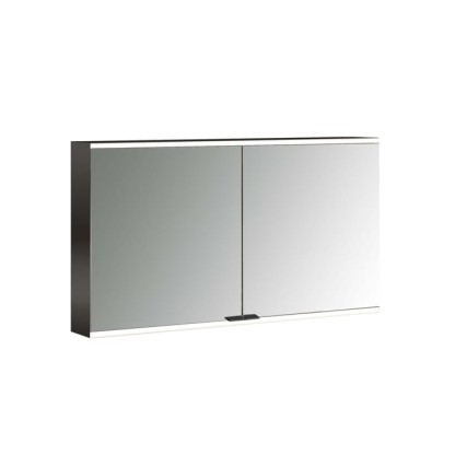 Emco Prime Зеркальный шкаф 120см., с подсветкой LED2 Facelift навесная модель, 2-дверки, IP 20, цвет черный зеркальная задняя стенка