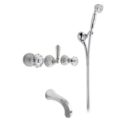 Nicolazzi Teide Смеситель для ванны с 2мя ручками, встроенный, с ручным душем, вкл. внутр часть, излив: 168 мм, цвет: хром