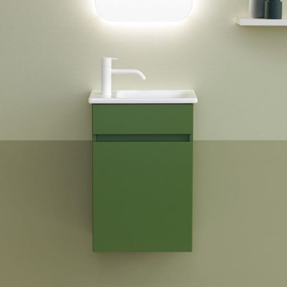 Burgbad Lin20 Комплект мебели 42х27х60см, правый, подвесной, с раковиной, с 1 дверью, цвет: Moss Green Matt