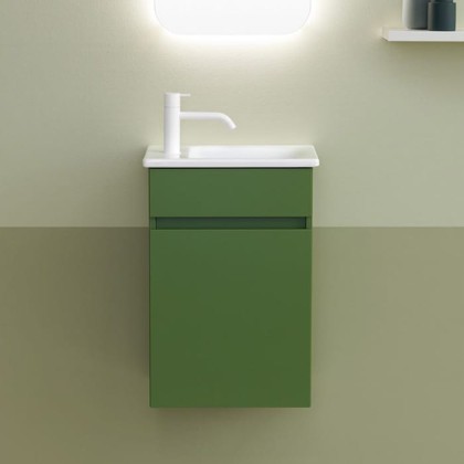 Burgbad Lin20 Комплект мебели 42х27х60см, правый, подвесной, с раковиной, с 1 дверью, цвет: Moss Green Matt