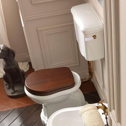 Kerasan Retro Унитаз 72х38.5см., приставной, с низким бачком, слив в пол, цвет: белый/бронза