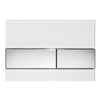 TECEsquare Панель смыва с двумя клавишами стекло белое, клавиши хром глянцевый