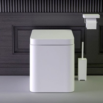 KNIEF Glam Унитаз напольный безободковый 58х39х42 см, с сиденьем микролифт петли хром цвет: белый матовый