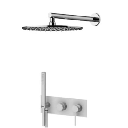 Gattoni Circle Two Комплект для душа, со встроенным смесителем с ручной лейкой и верхним душем 25см, цвет: хром