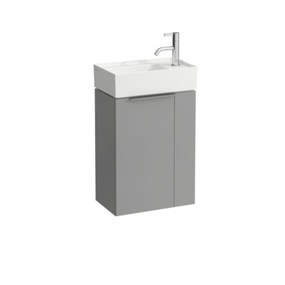 Laufen Kartell Тумба с раковиной, 44.5х27.5х61.5см, с 1 дверцей, с сифоном, подвесная, покрытие LLC, цвет: серый матовый
