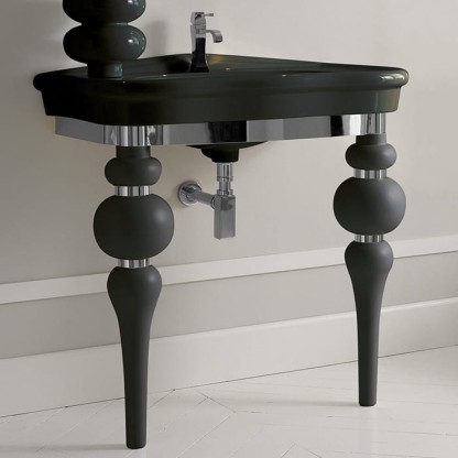 3SC Consolle Консоль Via Veneto 70х52хh96см, с раковиной LA11 и сифоном, напольная, цвет: черный матовый/хром