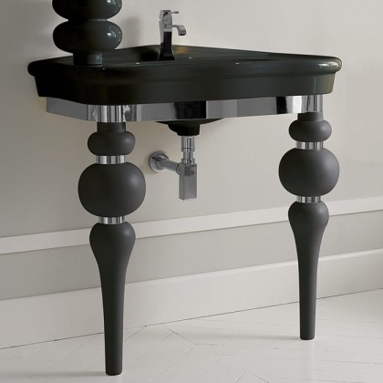 3SC Consolle Консоль Via Veneto 70х52хh96см, с раковиной LA11 и сифоном, напольная, цвет: черный матовый/хром