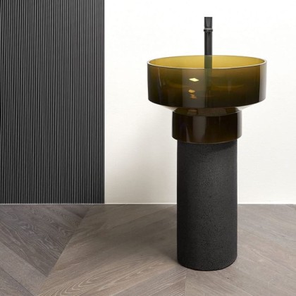 ANTONIO LUPI Borghi Раковина накладная ?50х33 см, с пьедесталом, Cristalmood, с донным клапаном, цвет Gran Cru