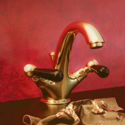 Смеситель для раковины Bongio Mille Nuits, цвет: золото/черный фарфор