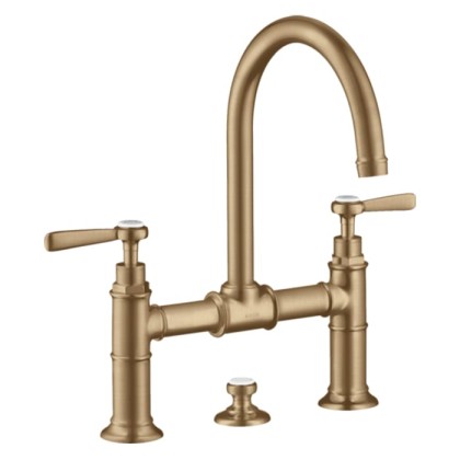 Axor Montreux Смеситель для раковины 220, на 3 отв., ручка: рычаг, с донным клапаном, цвет: шлифованная бронза