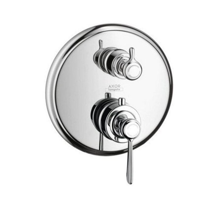 Axor Montreux, Термостат с запорным/ переключающим вентилем, с рычаговой рукояткой, СМ, внешняя часть, цвет: хром