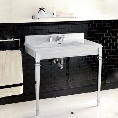 Devon&Devon Premiere Декоративная структура 92х52.5см., с раковиной на 1 отв., напольная, цвет: хром/белая керамика