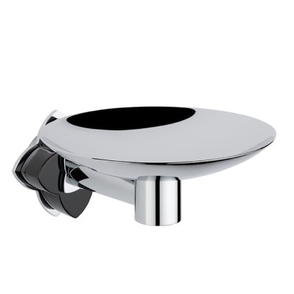 THG Petale de Cristal noir Мыльница металлическая ? 15см., подвесная, цвет: хром/черный хрусталь