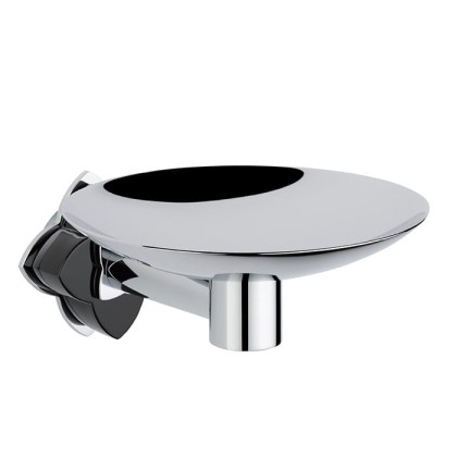 THG Petale de Cristal noir Мыльница металлическая ? 15см., подвесная, цвет: хром/черный хрусталь