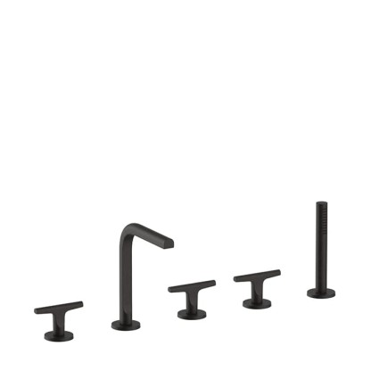 Fantini Sailing Смеситель для на борт ванны, на 5 отверстий, с изливом, ручным душем и шлангом 150см., цвет: Deep Black PVD