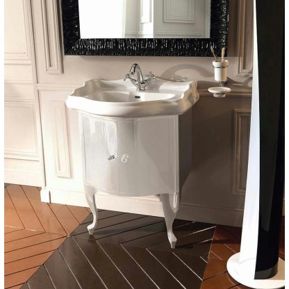 Kerasan Retro Комплект мебели, с ручкой кристалом (кольцо: хром), 69см, подвесной, цвет: белый