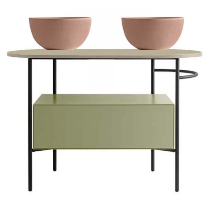 Globo Bob Консоль напольная 110х50см, столешница для раковины, без отв. под раковину, цвет: черный матовый/Lime