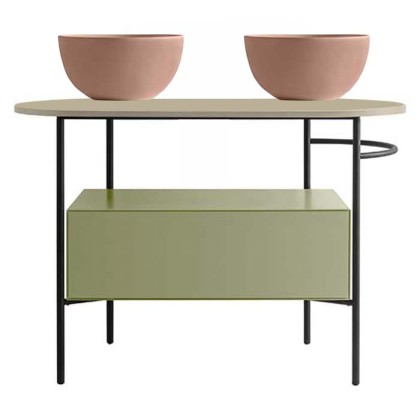 Globo Bob Консоль напольная 110х50см, столешница для раковины, без отв. под раковину, цвет: черный матовый/Lime