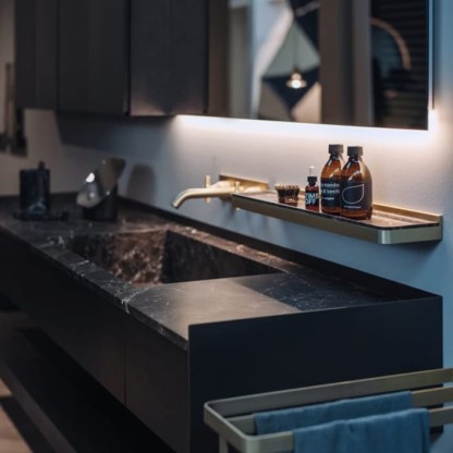 Agape Memory Полочка, 70см, цвет: матовый вороненый/черный мрамор Marquinia