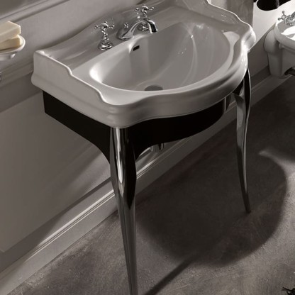 Kerasan Retro Консоль с белой раковиной 73см, подвесная, цвет: черный / хром