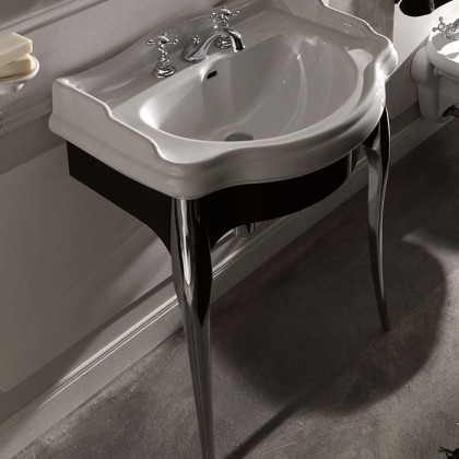 Kerasan Retro Консоль с белой раковиной 73см, подвесная, цвет: черный / хром