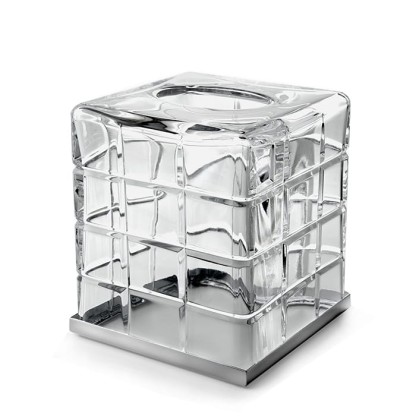 3SC Palace Контейнер для бумажных салфеток, 13х13х15 см, квадратный, настольный, цвет: прозрачный хрусталь/хром