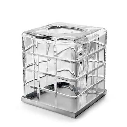 3SC Palace Контейнер для бумажных салфеток, 13х13х15 см, квадратный, настольный, цвет: прозрачный хрусталь/хром