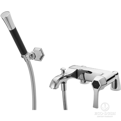 CISAL Cherie Смеситель на борт ванны однорычажный, с душевым комплектом, цвет:  хром/черный