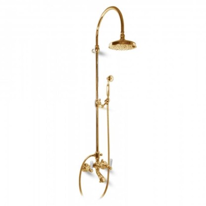 Смеситель для ванны Bongio Oxford Lux, цвет: золото/белый фарфор