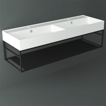 Simas Agile Структура металлическая 141x46xh28см, подвесная, для раковины с 1 отв., AG141, с 1 полкой, цвет: черный матовый