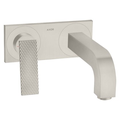 Axor Citterio Смеситель для раковины, встраиваемый, излив: 22см, с панелью, текстура, цвет: сталь