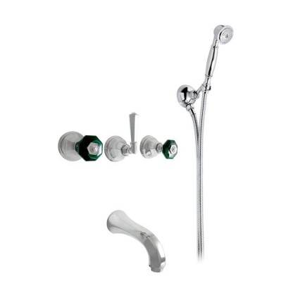 Nicolazzi Teide Chic Смеситель для ванны с 2мя ручками, встроенный, с ручным душем, вкл. внутр часть, излив: 168 мм, цвет: хром