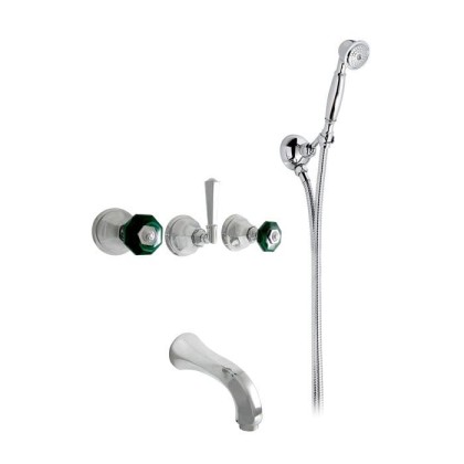 Nicolazzi Teide Chic Смеситель для ванны с 2мя ручками, встроенный, с ручным душем, вкл. внутр часть, излив: 168 мм, цвет: хром