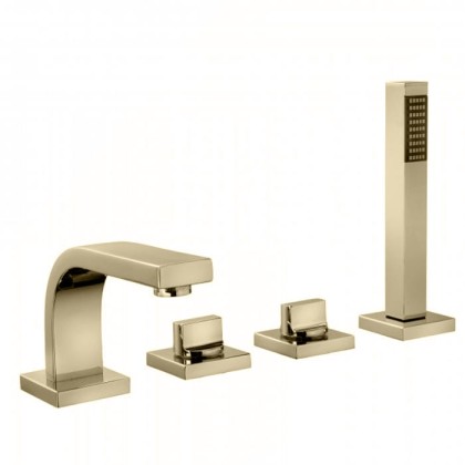 Bongio Domino Смеситель для ванны, на 4 отв, с ручным душем, цвет: матированный никель