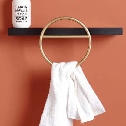 Bertocci Mettitutto Полка белая деревянная 40см., с круглым полотенцедержателем D22см., цвет: никель