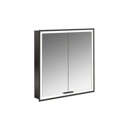 Emco Prime Зеркальный шкаф 60см., с подсветкой LED Facelift встраив. модель, 2-дверки, IP 20, цвет черный зеркальная задняя стенка