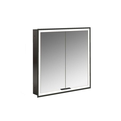 Emco Prime Зеркальный шкаф 60см., с подсветкой LED Facelift встраив. модель, 2-дверки, IP 20, цвет черный зеркальная задняя стенка