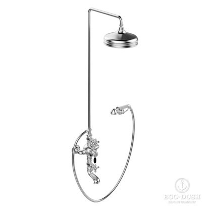 Stella Roma Душевой комплект IS3274/33-220: термостатический смеситель с изливом для ванны, штанга+ручной+верхний душ 220мм, цвет: хром