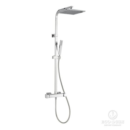 Cisal Hi-Rise Душевая стойка, со смесителем термостатическим, верхним душем 30х30см., ручным душем и шлангом, цвет: хром