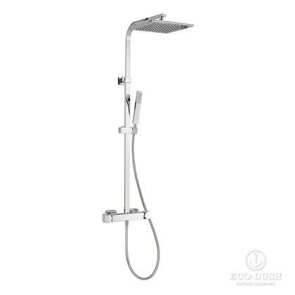 Cisal Hi-Rise Душевая стойка, со смесителем термостатическим, верхним душем 30х30см., ручным душем и шлангом, цвет: хром