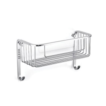 Bertocci Complementi Полка-решетка для душа 26х8,5х12 см с двумя крючками, подвесной, цвет: хром