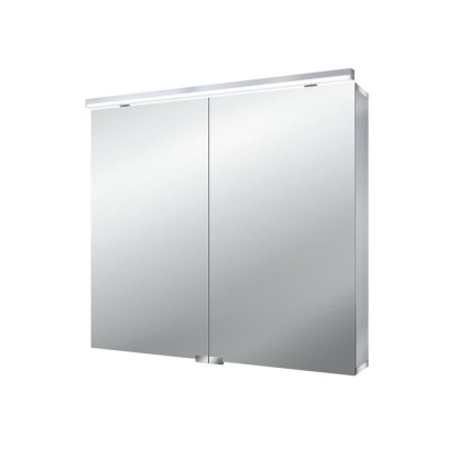 EMCO Flat Зеркальный шкаф 80х72.7см., LED-подсветка, 2 двери, 2 полки, розетка, с нижней подсветкой